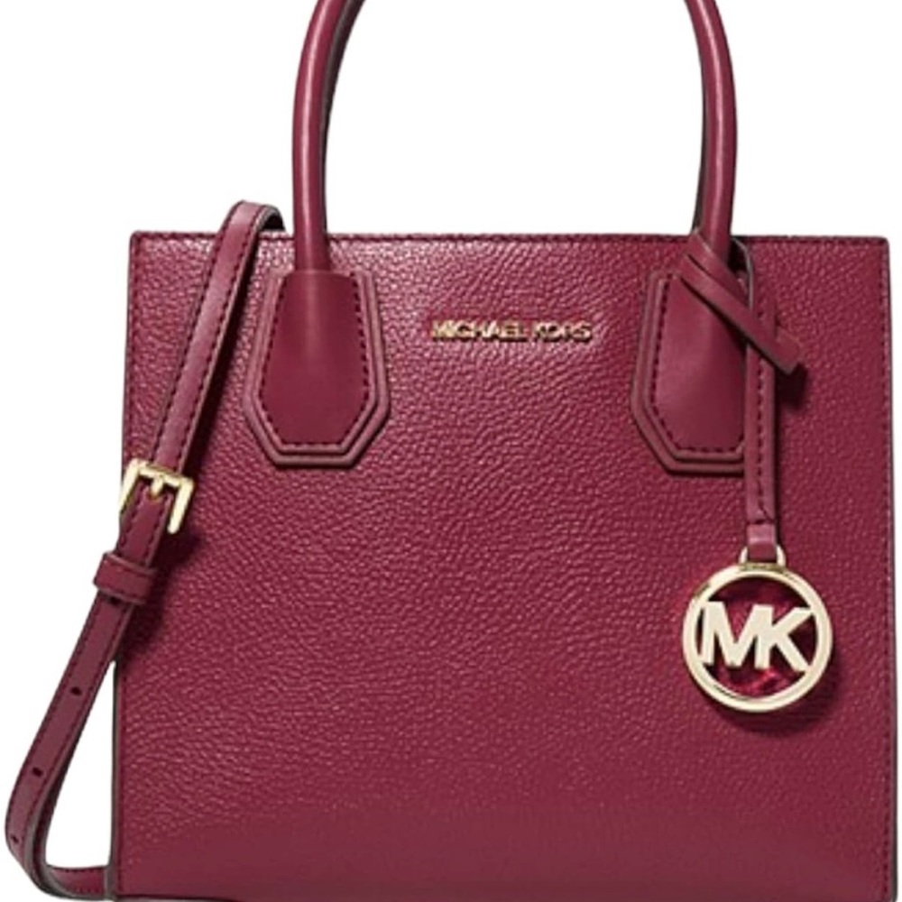 Michael Kors Red Leather Satchel with Gold Accents